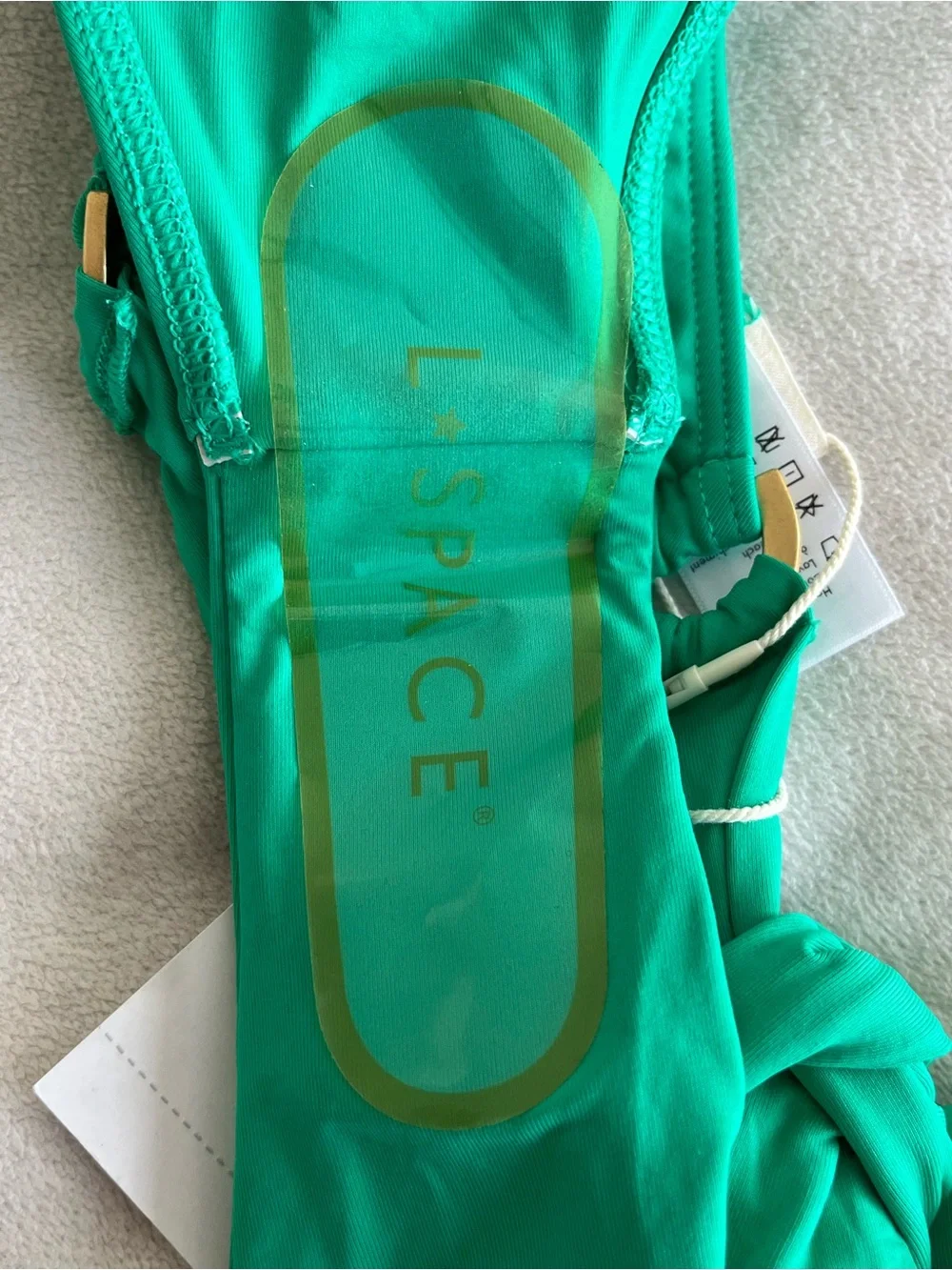 L*Space Bikini Set Stella Top & Kiki Tanga Bikini Bottom Large/XL Jade Green